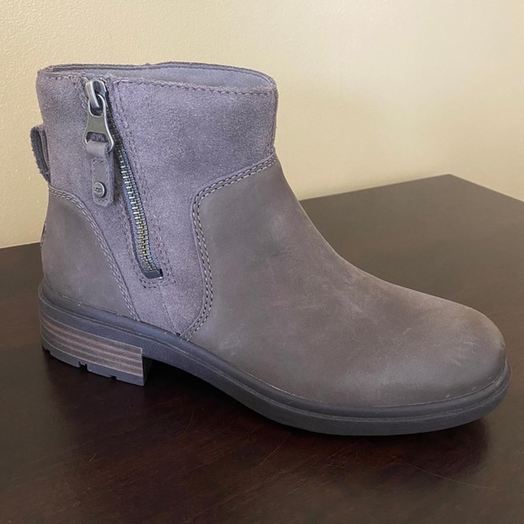 UGG HARRISON ZIP WOMENS LEATHER ZIP UP ANKLE BOOTS - Picture 2 of 7